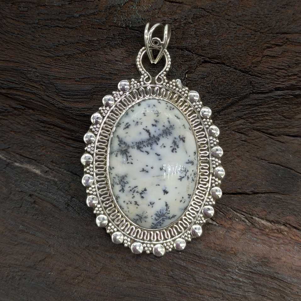 925 Silver Dendritic Quartz Chunky Pendant Artisan Handmade Gift