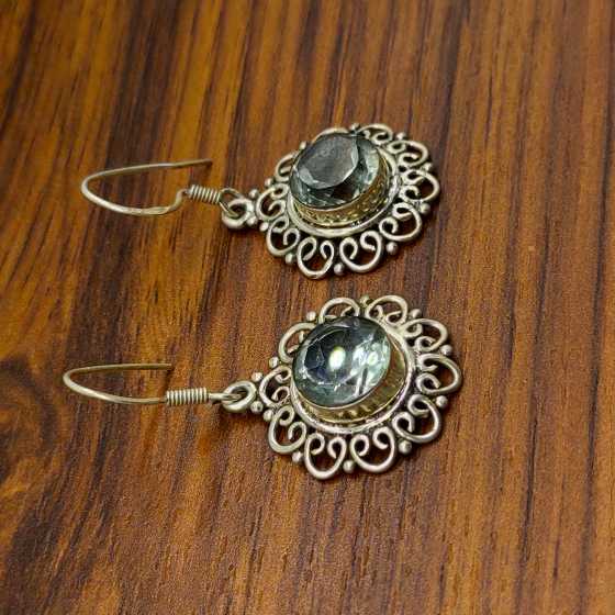 Elegant Round Green Amethyst Statement Earrings