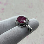 Dyed Ruby 925 Sterling Silver Handmade Pendant | Vintage Boho Statement Pendant