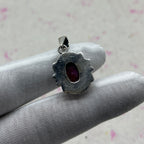 Dyed Ruby 925 Sterling Silver Handmade Pendant | Vintage Boho Statement Pendant