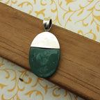 Deep Green Malachite Pendant – Bold 925 Sterling Silver Bohemian Jewelry