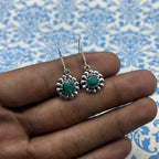 Emerald Silver Earrings – Rich Round Green Statement Earring
