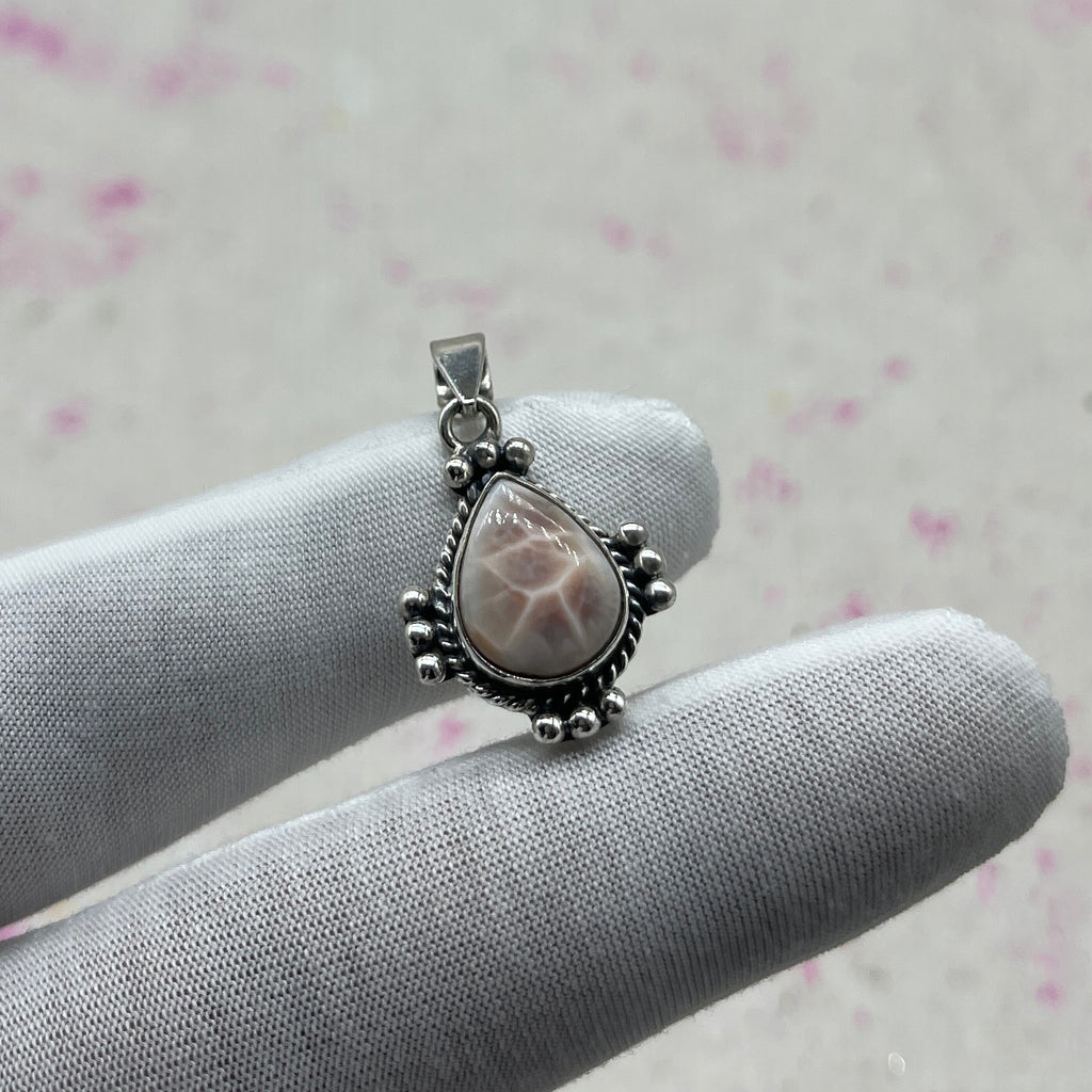 Pink Larimar 925 Sterling Silver Handmade Pendant | Elegant Feminine Jewelry