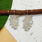 925 Sterling Silver Rainbow Moonstone Leaf Cluster Earrings