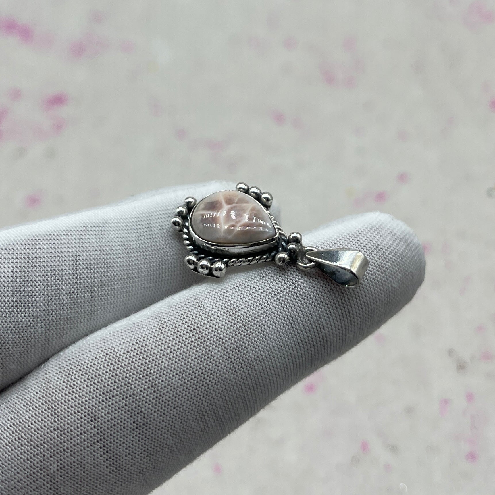 Pink Larimar 925 Sterling Silver Handmade Pendant | Elegant Feminine Jewelry