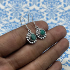 Emerald Silver Earrings – Rich Round Green Statement Earring