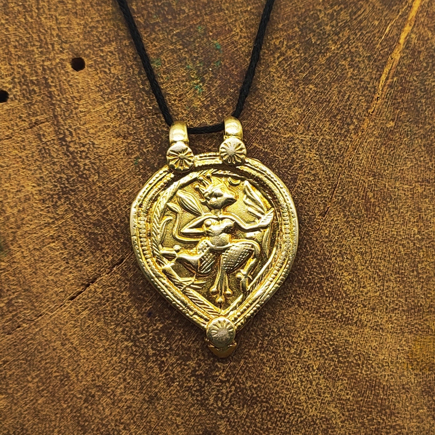 Gold Plated Tribal Face Vintage Solid Silver Pendant Antique Finish Handmade Unique Piece