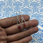 925 Silver Carnelian Earrings – Elegant Drop  Gemstone Design