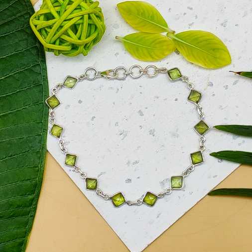 Fine Peridot Bracelet Handmade in 925 Sterling Silver Premium Jewelry