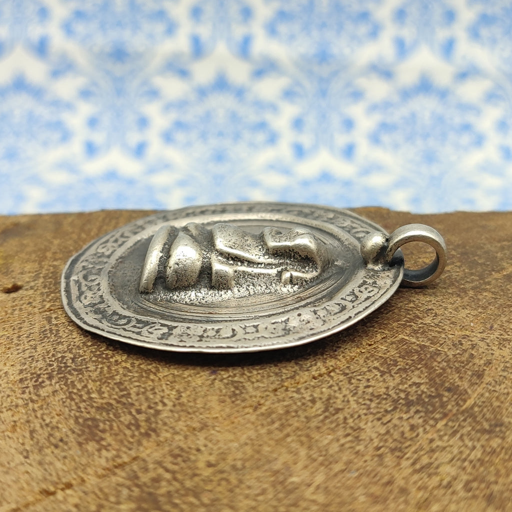 Tribal Lord Ganesh Vintage Solid Silver Pendant Antique Finish Handmade One of a Kind