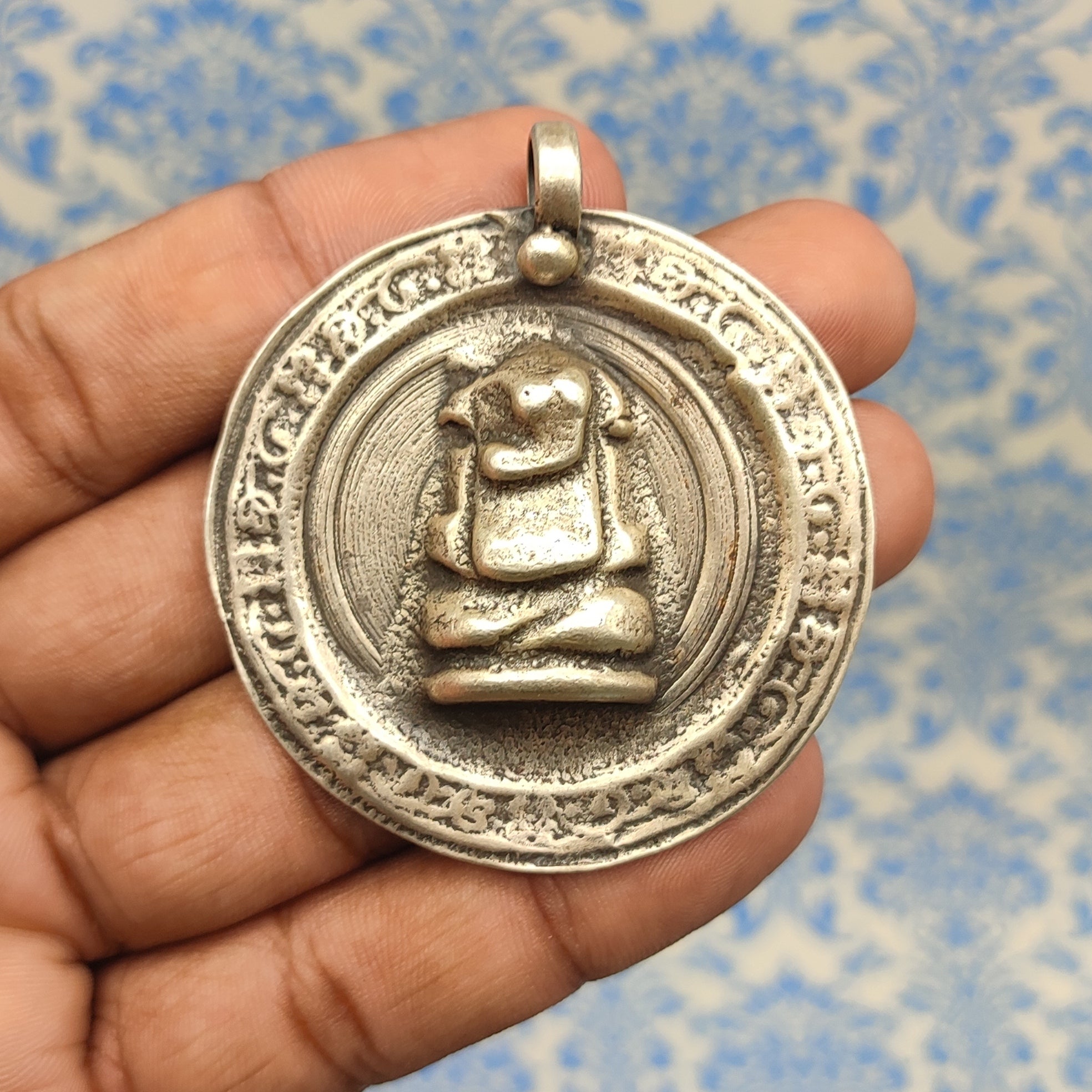 Tribal Lord Ganesh Vintage Solid Silver Pendant Antique Finish Handmade One of a Kind