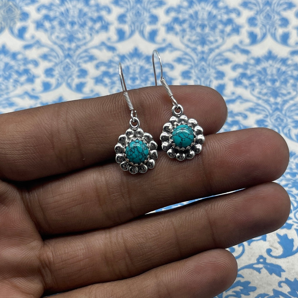 Natural Turquoise 925 Sterling Silver Earrings – Fine Handcrafted Jewelry