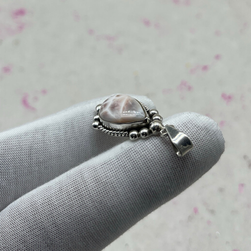 Pink Larimar 925 Sterling Silver Handmade Pendant | Minimal Boho Jewelry