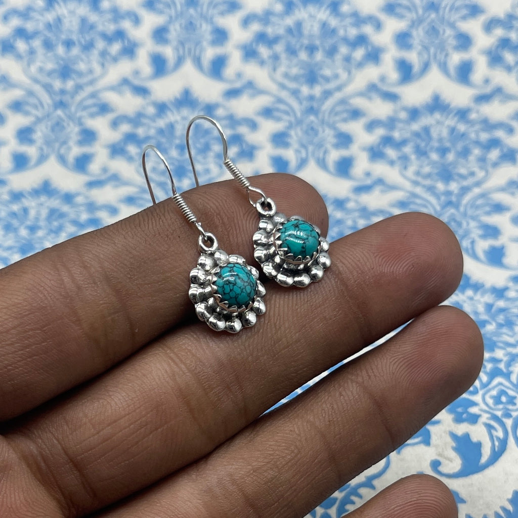 Natural Turquoise 925 Sterling Silver Earrings – Fine Handcrafted Jewelry