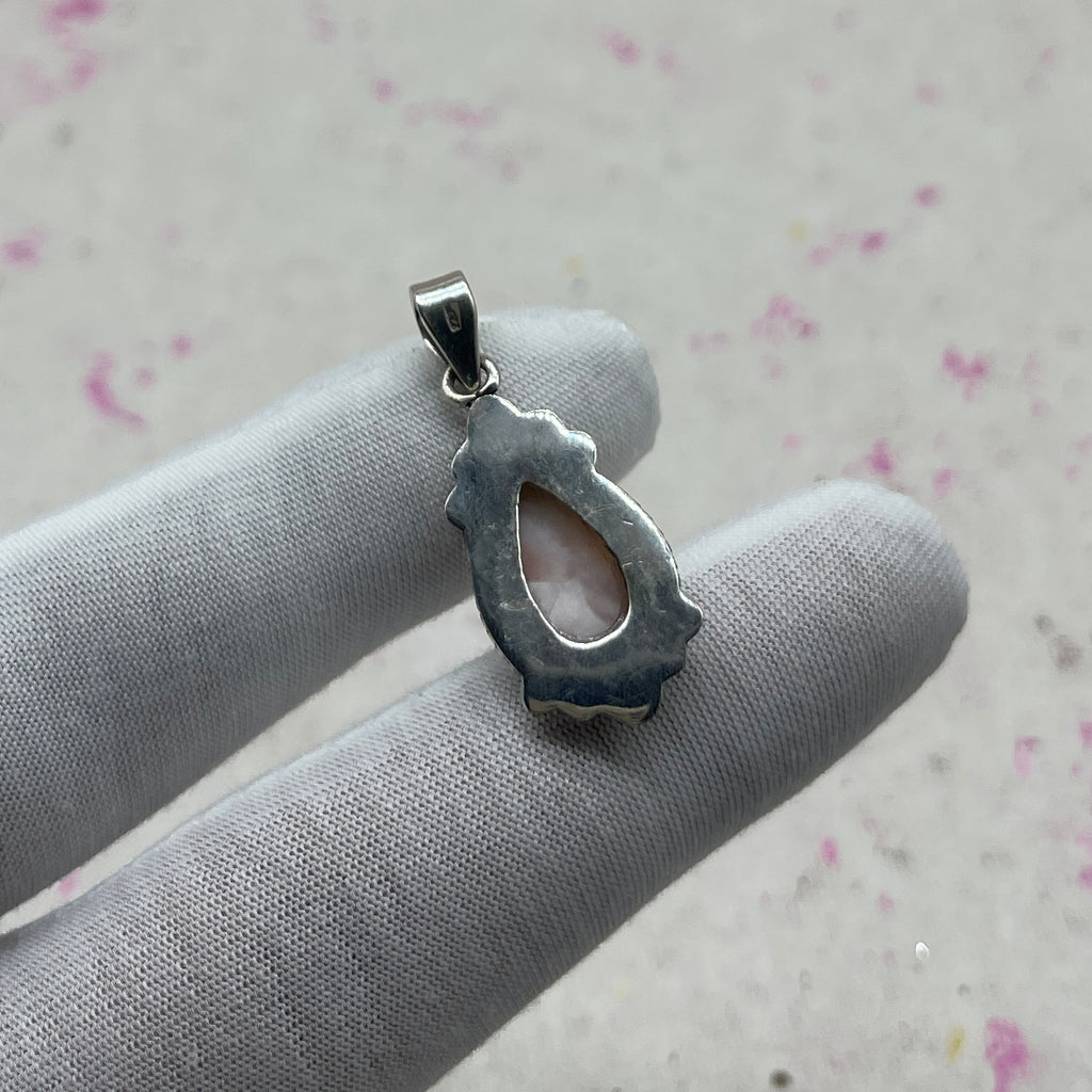 Pink Larimar 925 Sterling Silver Handmade Pendant | Minimal Boho Jewelry