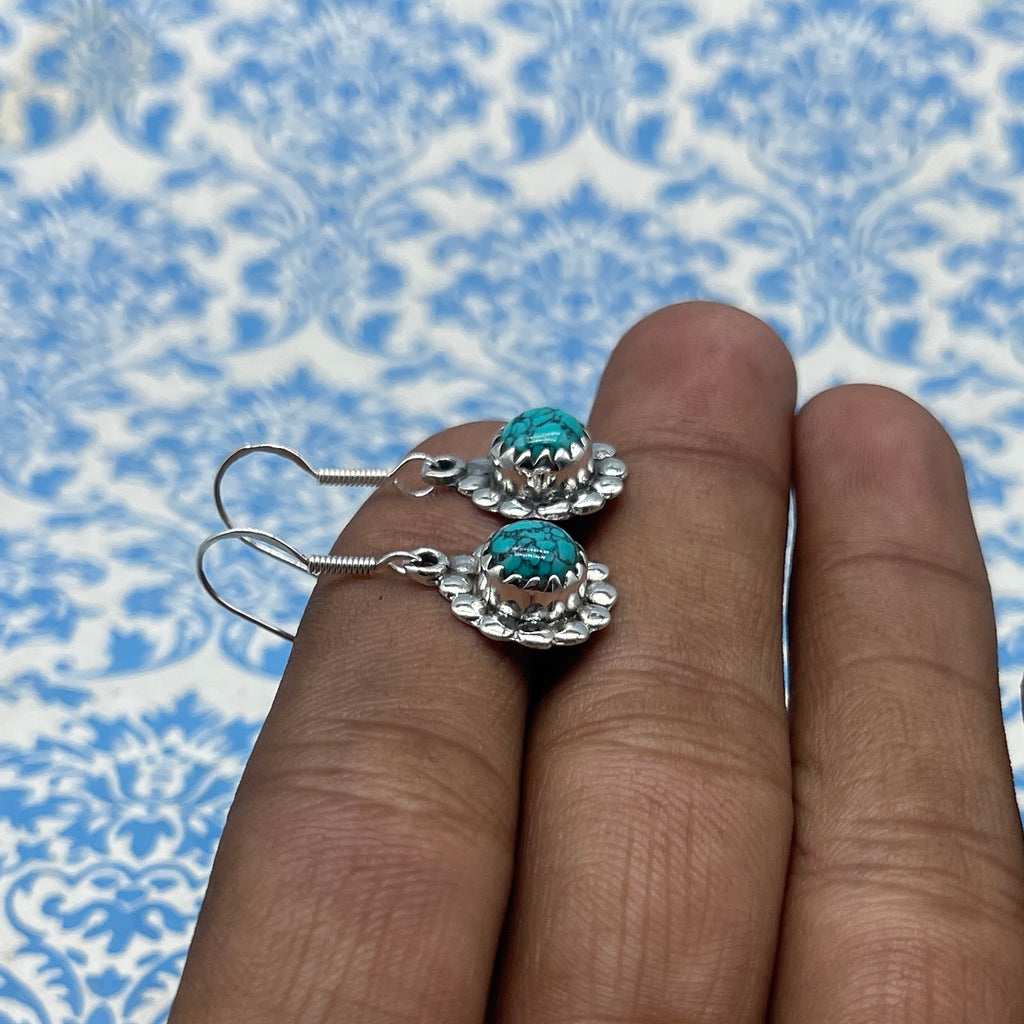Natural Turquoise 925 Sterling Silver Earrings – Fine Handcrafted Jewelry