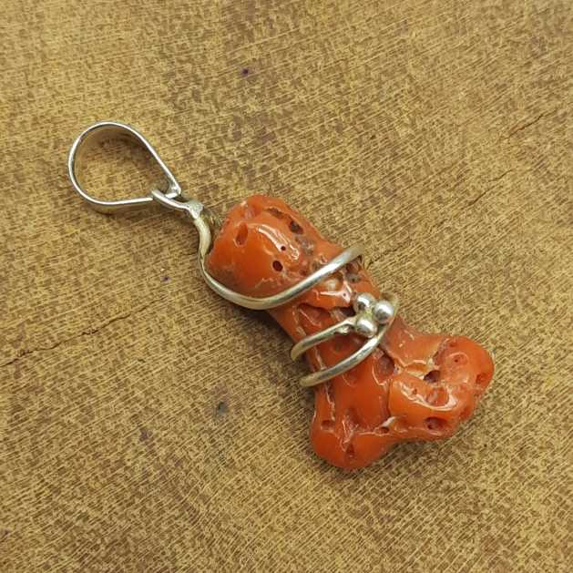Natural Coral (Moonga) 925 Sterling Silver Pendant – Mars Energy Gem for Courage, Strength & Vitality