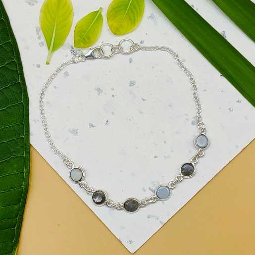 Fine Handmade 925 Sterling Silver Druzy Bracelet Elegant Gemstone Jewelry