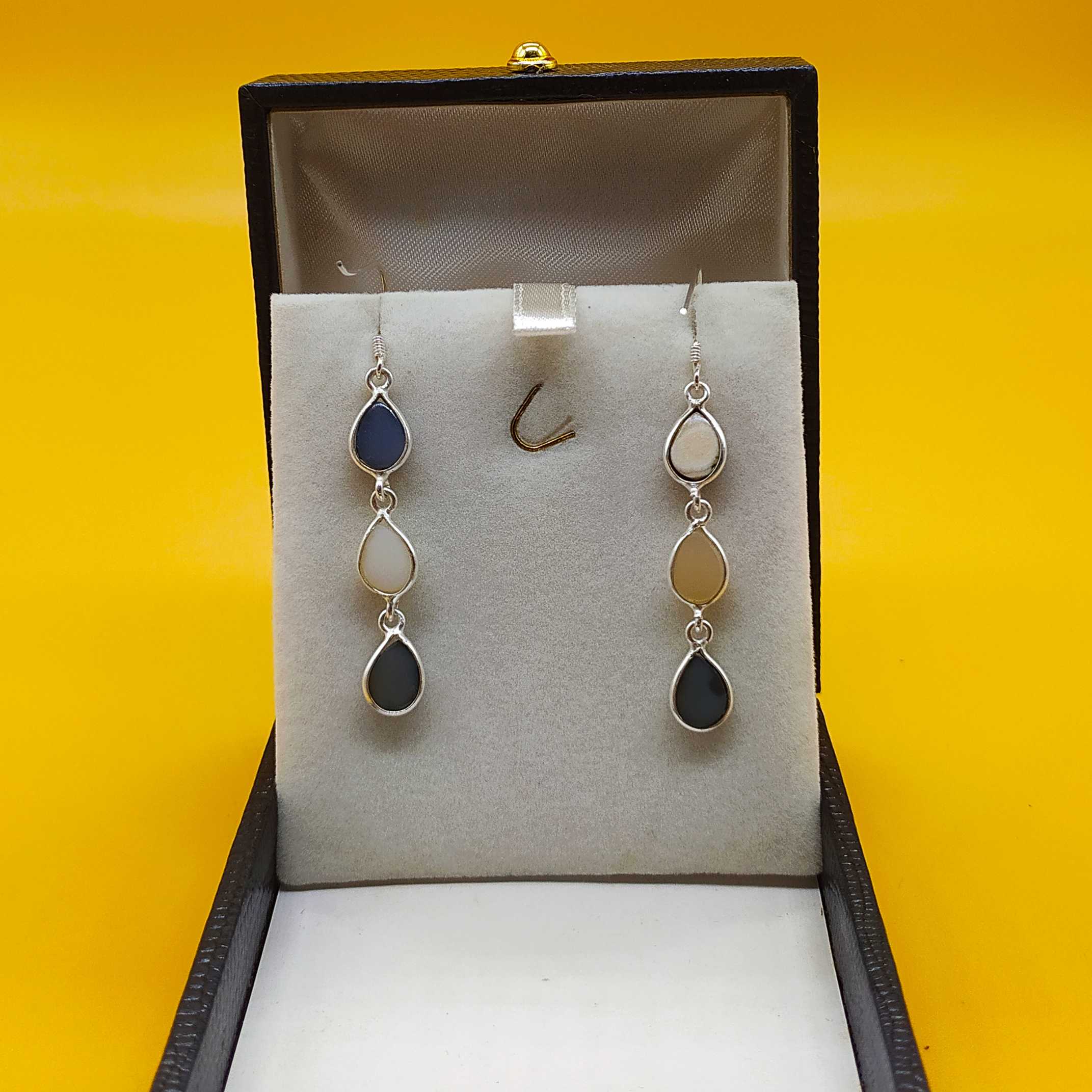 925 Sterling Silver Titanium Druzy Drop Earrings