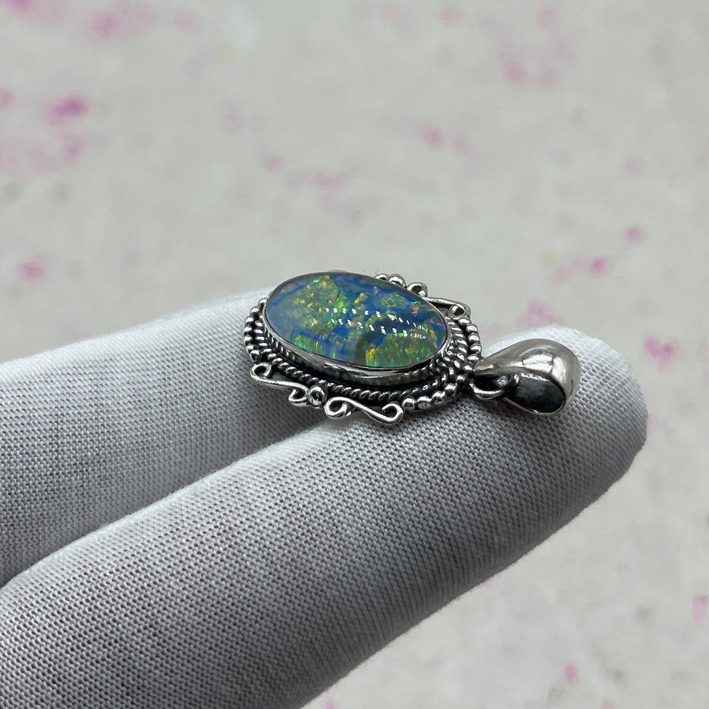 Glass Resin 925 Sterling Silver Handmade Pendant | Contemporary Silver Pendant