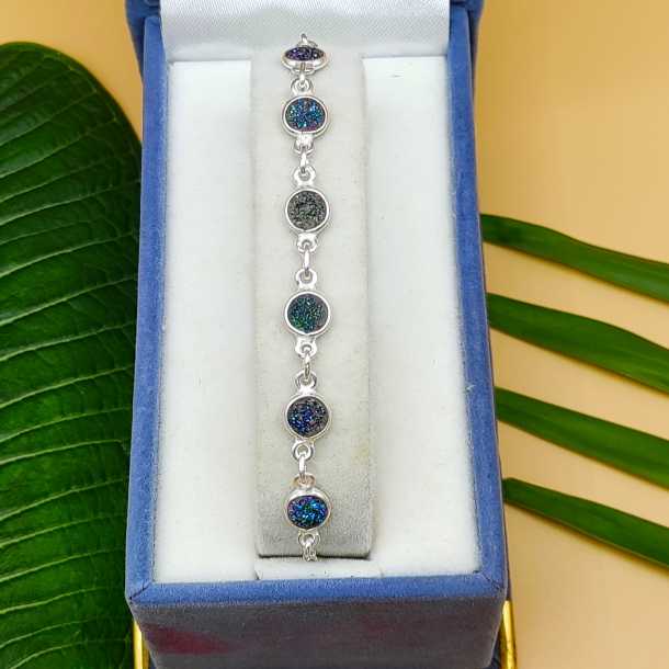 Fine Handmade 925 Sterling Silver Druzy Bracelet Elegant Gemstone Jewelry