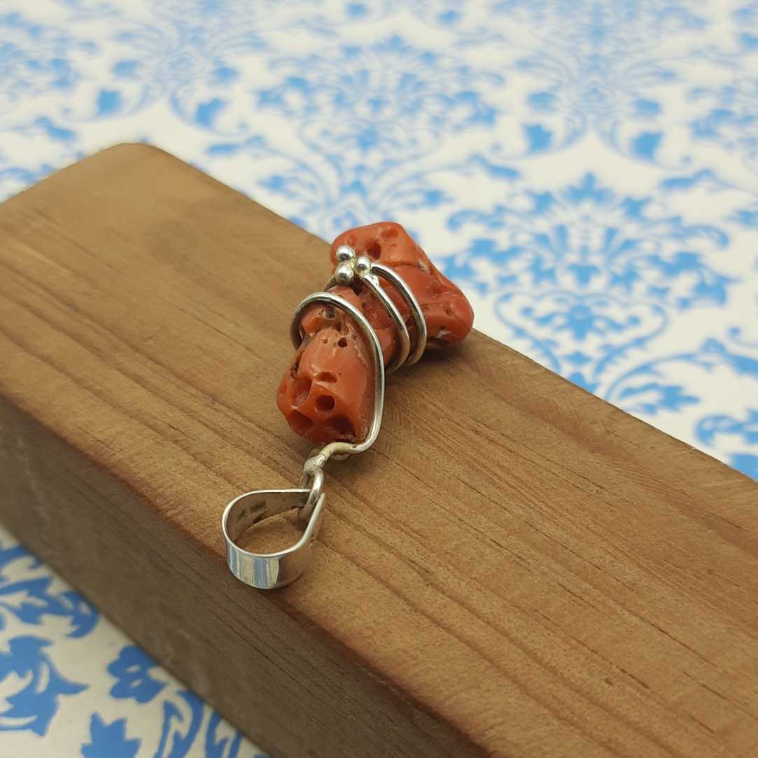 Natural Coral (Moonga) 925 Sterling Silver Pendant – Mars Energy Gem for Courage, Strength & Vitality