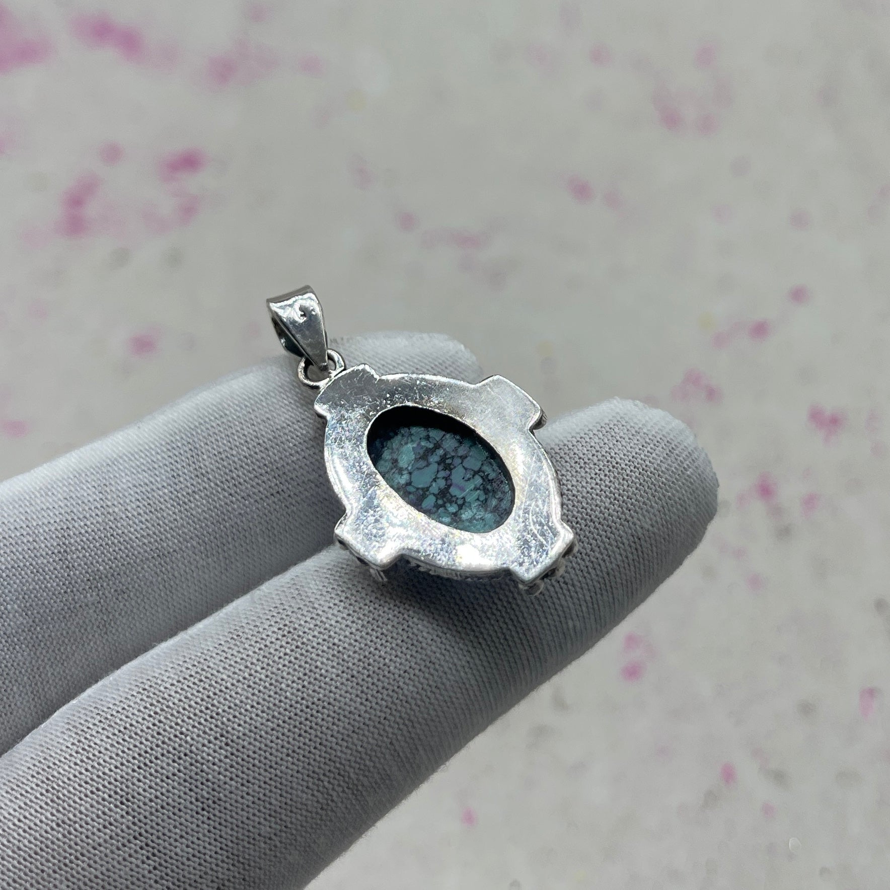 Tibet Turquoise 925 Sterling Silver Handmade Pendant | Ethnic Tribal Jewelry