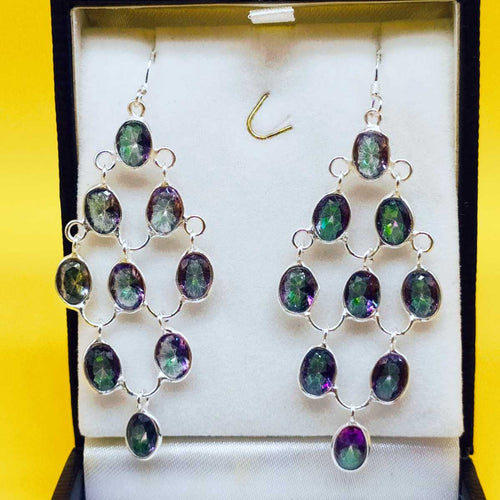 925 Sterling Silver Mystic Toapz Chandelier Earrings