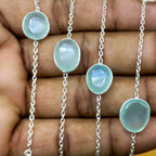 Faceted Chalcedony 925 Silver Necklace Modern Dainty Chain