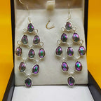 925 Sterling Silver Mystic Toapz Chandelier Earrings