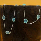 Faceted Chalcedony 925 Silver Necklace Modern Dainty Chain