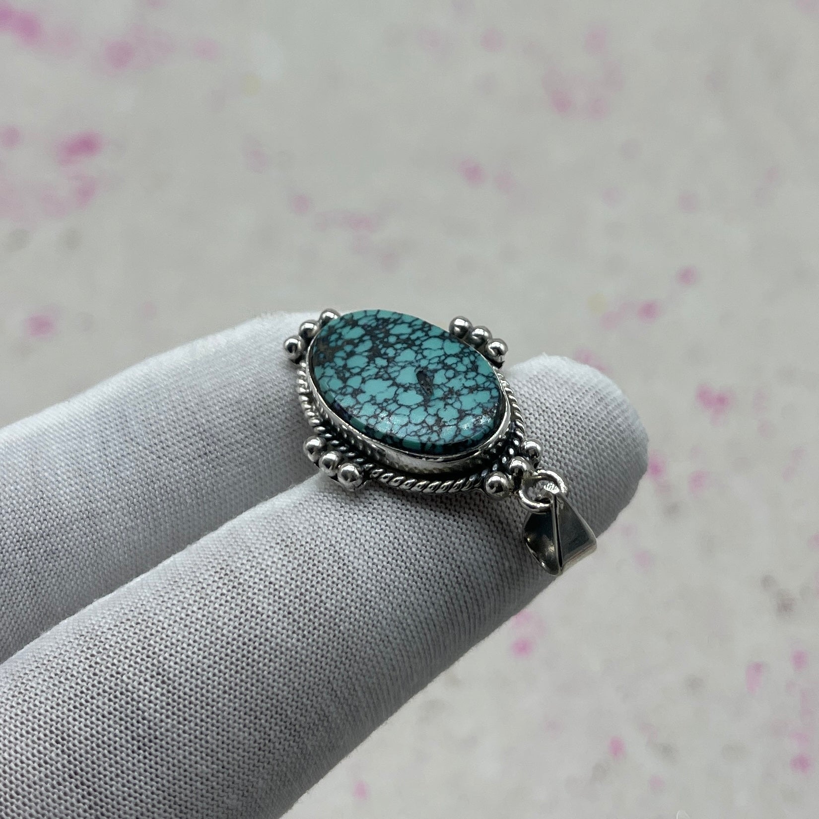 Tibet Turquoise 925 Sterling Silver Handmade Pendant | Ethnic Tribal Jewelry
