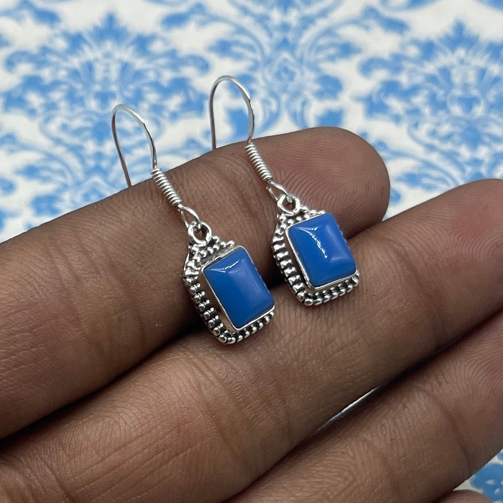 High Quality Chalcedony Earrings in 925 Silver – Everyday Style