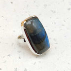 Blue Fire Labradorite Gemstone 925 Sterling Silver Ring For Girls
