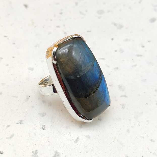 Blue Fire Labradorite Gemstone 925 Sterling Silver Ring For Girls