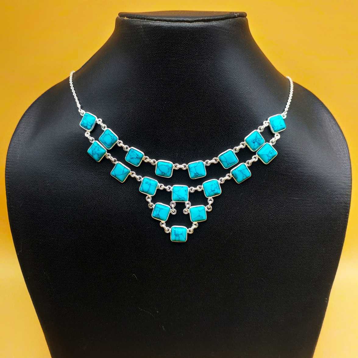 Turquoise 925 Silver Classic Necklace Gift Engagement Party