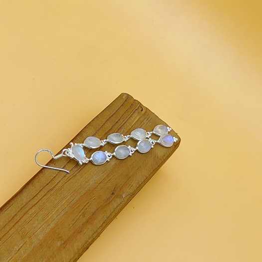 Natural Moonstone 925 Silver Dangle Earrings
