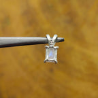 Rainbow Moonstone Rectangle 925 Silver Prong Pendant