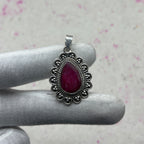 Ruby Dyed 925 Sterling Silver Pendant – Handmade Designer Jewelry