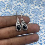 Classic Black Onyx Silver Earrings – Timeless Oval Design