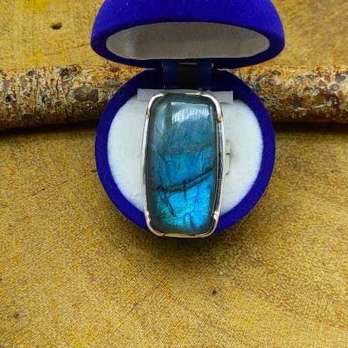Blue Fire Labradorite Gemstone 925 Sterling Silver Ring For Girls