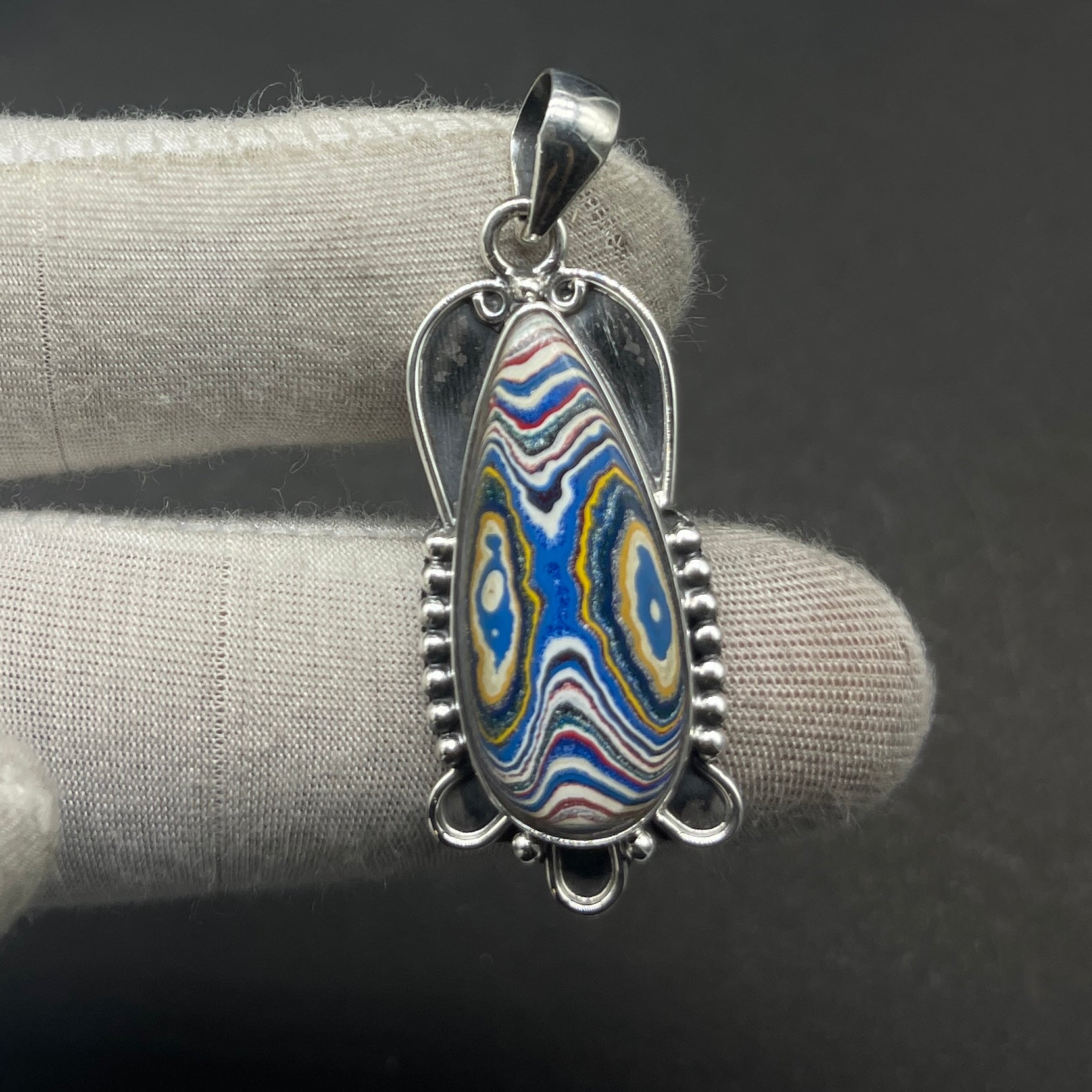 Nepali Fordite 925 Silver Designer Pendant Necklace