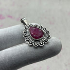 Ruby Dyed 925 Sterling Silver Pendant – Handmade Designer Jewelry