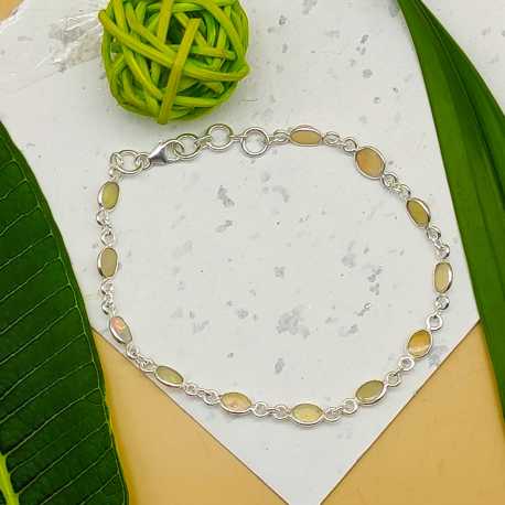 Elegant Natural Opal Silver Oval Bezel Bracelet Jewelry