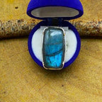 Blue Fire Labradorite Gemstone 925 Sterling Silver Ring For Girls