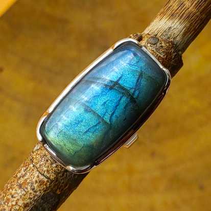 Blue Fire Labradorite Gemstone 925 Sterling Silver Ring For Girls