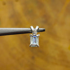 Rainbow Moonstone Rectangle 925 Silver Prong Pendant