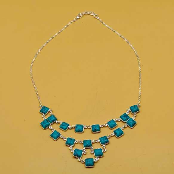 Turquoise 925 Silver Classic Necklace Gift Engagement Party