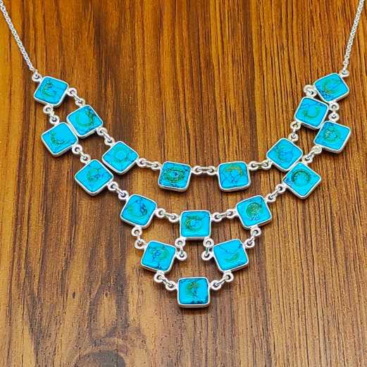 Turquoise 925 Silver Classic Necklace Gift Engagement Party