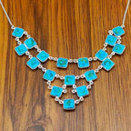 Turquoise 925 Silver Classic Necklace Gift Engagement Party